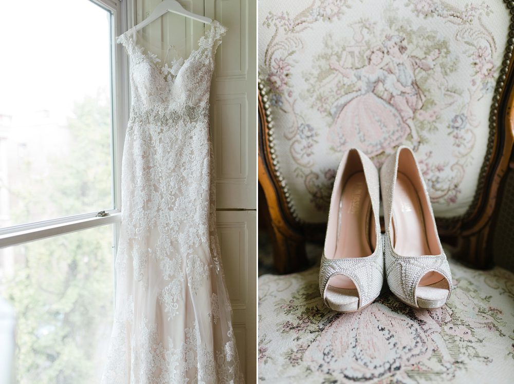 lace-wedding-dress-and-peep-toe-shoes