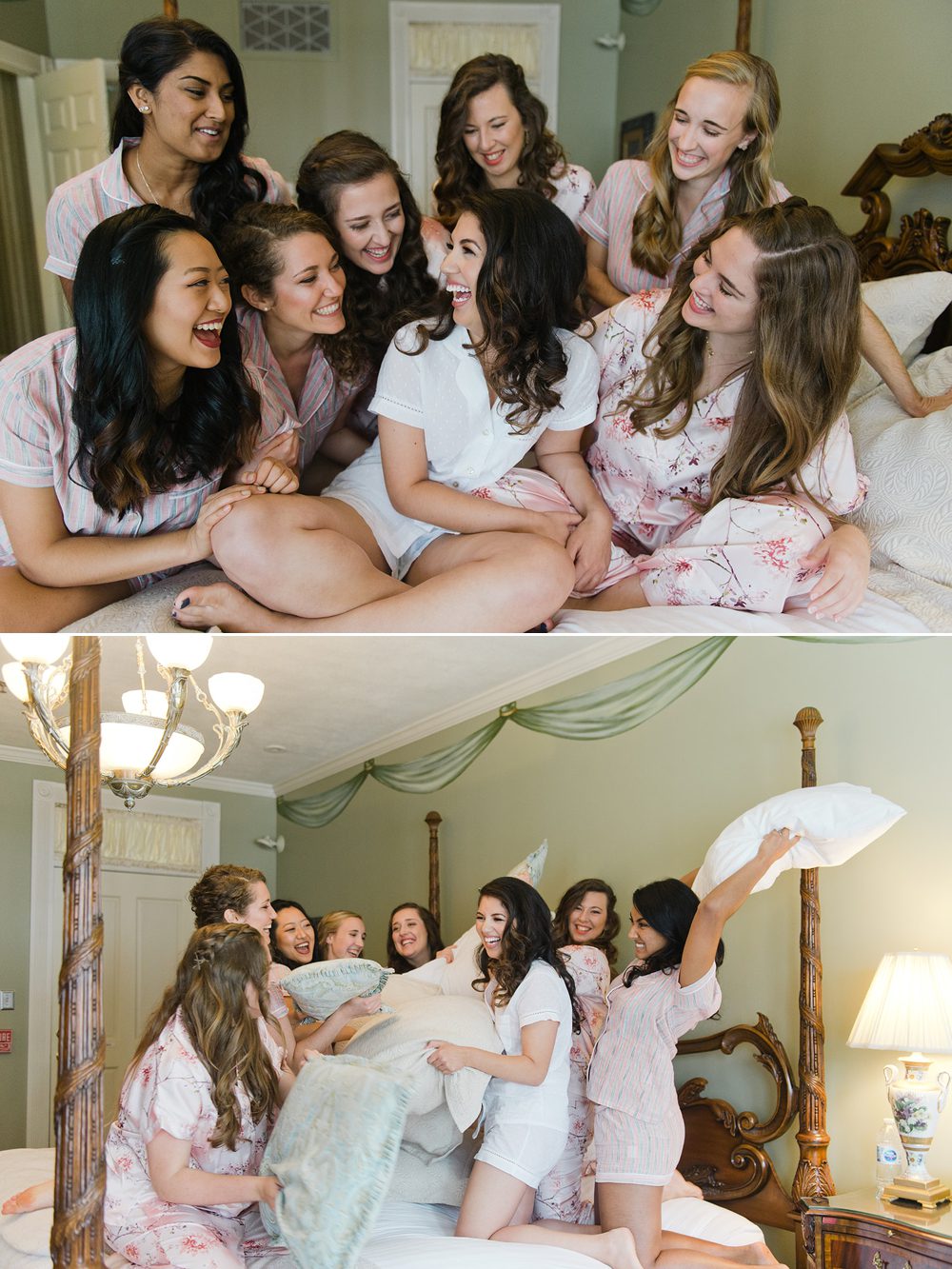 bridesmaids-laughing-and-pillow-fighting
